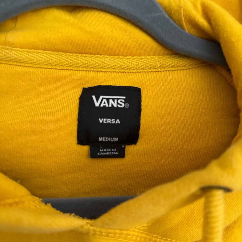 Vans Bold Yellow Hoodie with Black Checkered Sleeves - Picture 2 of 4